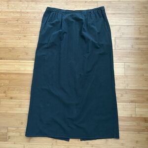 El Huarache Dark Teal Vintage Boho Maxi Skirt Medium Elastic Waist Cotton